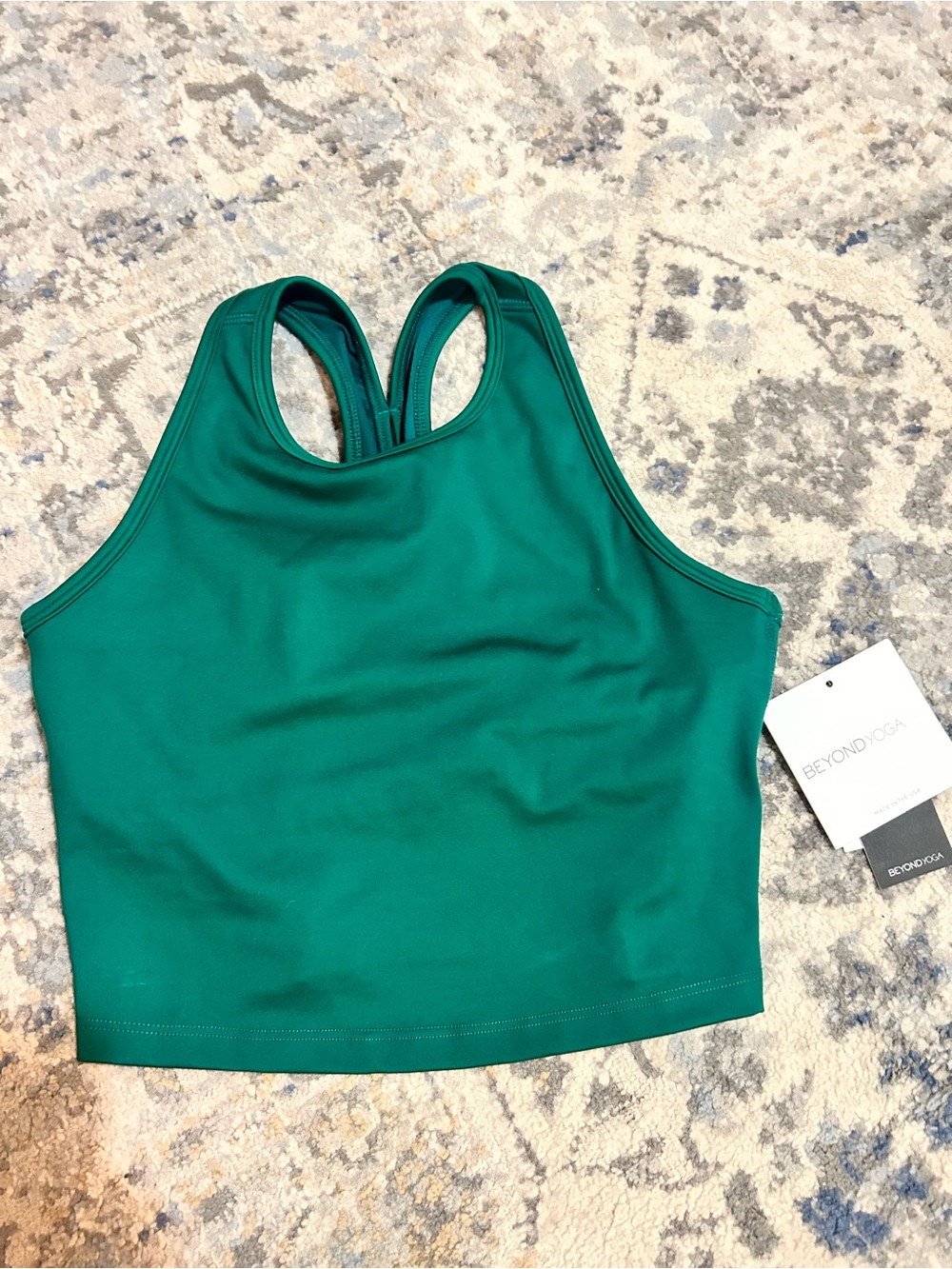 Beyond Yoga Women’s Small S Racerback Green High Neck Sports Bra Tank Top NWT